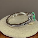 Sterling Silver Center Stone Charmed Green Lab Opal Ring