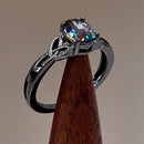 Sterling Silver Black Rhodium Rainbow CZ Ring
