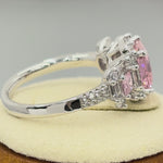 Sterling Silver Princess Cut Pink CZ Ring