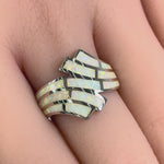Sterling Silver Crooked White Lab Opal Ring
