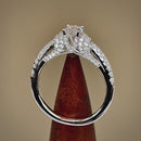 Sterling Silver Victorian Oval CZ Engagement Ring