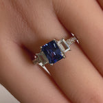 Sterling Silver 3-Stone Tanzanite-tone CZ Ring