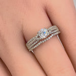 Sterling Silver Round Engagement Set Clear CZ Ring
