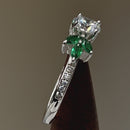 Sterling Silver Flower Leaves CZ Ring