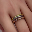 Sterling Silver Three Tone Stackable Rings  - (Set of 3 rings)