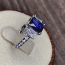 Sterling Silver Rectangular Blue CZ Ring