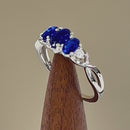 Sterling Silver 3-Stone Oval Blue CZ Ring