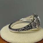 Sterling Silver Austere Oval Aquamarine CZ Ring