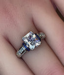 Sterling Silver Emerald-Cut Blue CZ Ring