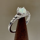 Sterling Silver Claddagh White Lab Opal CZ Ring