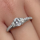 Sterling Silver Victorian Oval CZ Engagement Ring