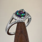 Sterling Silver Heart Shape Rainbow Topaz CZ Ring