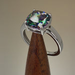 Sterling Silver Cushion-Cut Rainbow CZ Ring