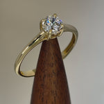 Solid 14K Yellow Gold Solitaire Round Cut CZ Engagement Ring