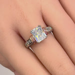 Sterling Silver Rose Gold-Plated Emerald-Cut CZ Ring