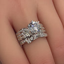 Sterling Silver CZ Engagement Ring Set