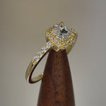 Solid 14K Gold Princess Halo CZ Ring