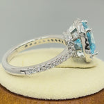 Sterling Silver Cushion-Cut Aqua Blue CZ Ring