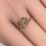Solid 14K Yellow Gold Hieroglyphical Wave Ring