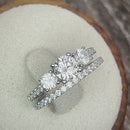 Sterling Silver CZ Engagement Set Ring