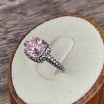 Sterling Silver Celtic Pink Cushion CZ Ring