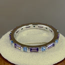 Sterling Silver Blue & Purple Eternity CZ Ring