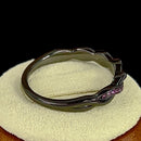 Sterling Silver Black Rhodium Plated Braided with Ruby CZ Ring