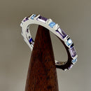 Sterling Silver Blue & Purple Eternity CZ Ring