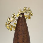 Solid 14K Yellow Gold Elegant Leaf Ring