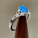 Sterling Silver Center Stone Charmed Blue Lab Opal Ring