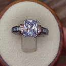 Sterling Silver Rose Gold-Plated Emerald-Cut CZ Ring