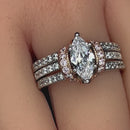 Sterling Silver Two-tone Marquise CZ Engagement Ring