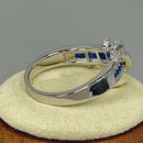 Sterling Silver Exotic Twisted Sapphire CZ Ring