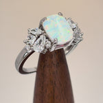 Sterling Silver White Lab-Opal CZ Ring