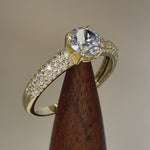 Solid 14K Yellow Gold Noble Round Clear CZ Engagement Ring