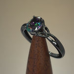 Sterling Silver Black Rhodium Rainbow CZ Ring