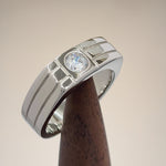 Sterling Silver Men's Offset Round Cut Clear CZ Ring
