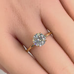 Solid 14K Yellow Gold Solitaire Round CZ Engagement Ring