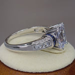 Sterling Silver Emerald-Cut Blue CZ Ring