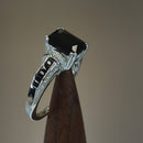 Sterling Silver Black Emerald-Cut CZ Ring