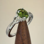 Sterling Silver Charmed Oval Peridot CZ Ring