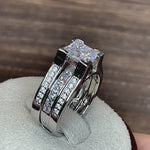 Sterling Silver Princess-Cut 2-Piece CZ Engagement Ring