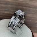 Sterling Silver Princess-Cut 2-Piece CZ Engagement Ring