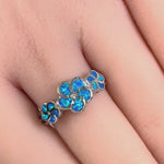 Sterling Silver Lab Opal Plumeria Ring