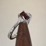 Sterling Silver Precious Emerald Cut Dark Garnet CZ Ring