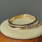 Solid 14K Yellow Gold Baguette CZ Band Ring