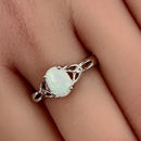 Sterling Silver White Lab-Opal Ring