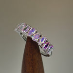 Sterling Silver Pear-shape Iridescent Rainbow CZ Ring