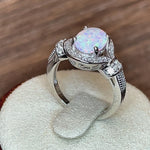 Sterling Silver White Lab-Opal CZ Ring