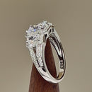 Sterling Silver 3-Stone Halo CZ Ring